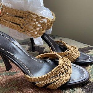 Roberto Cavalli Braided Sandals Desert Sand Color Made in Italy 38